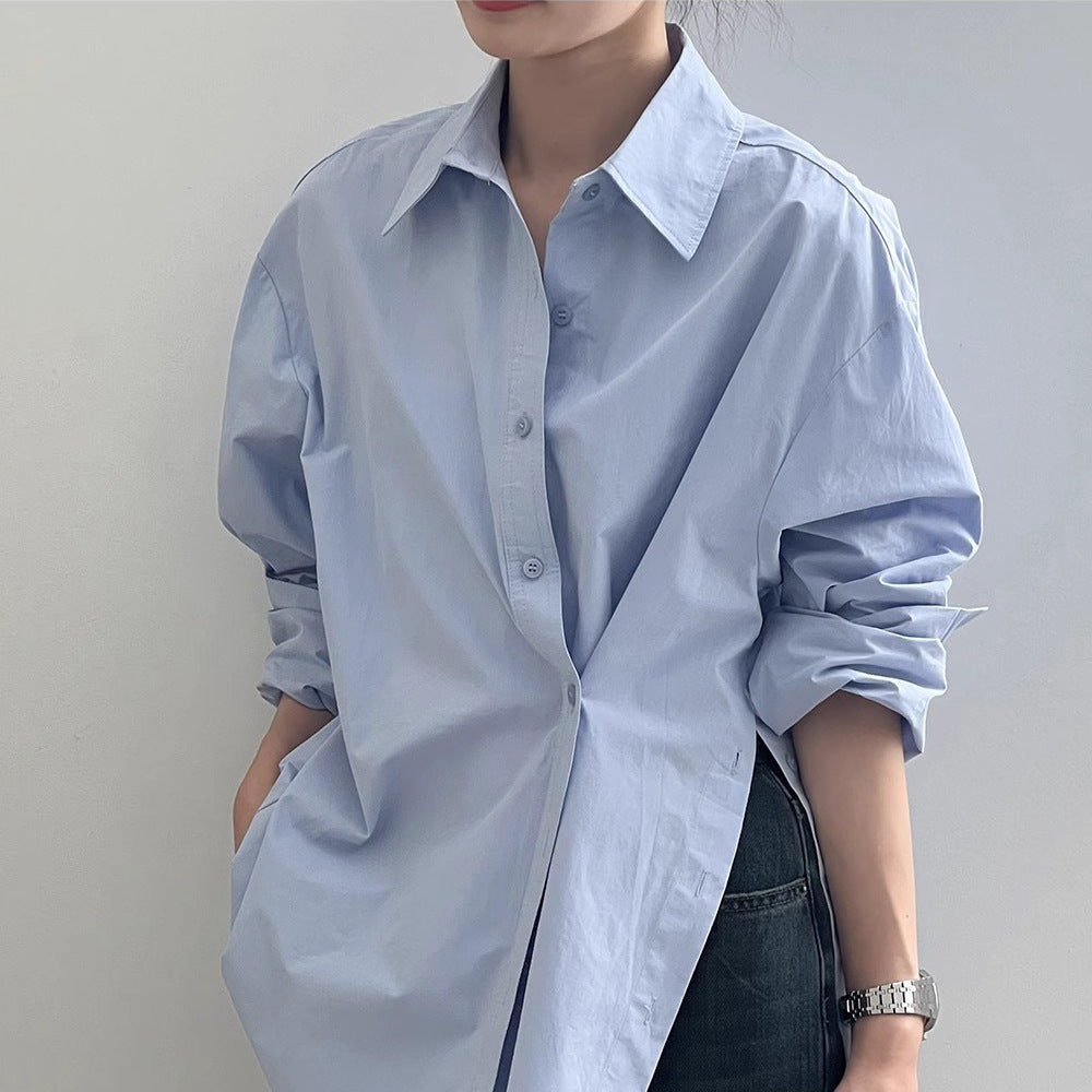 Damen Oversize-Hemdbluse mit asymmetrischem Saum und überschnittener Schulter Shop Nory