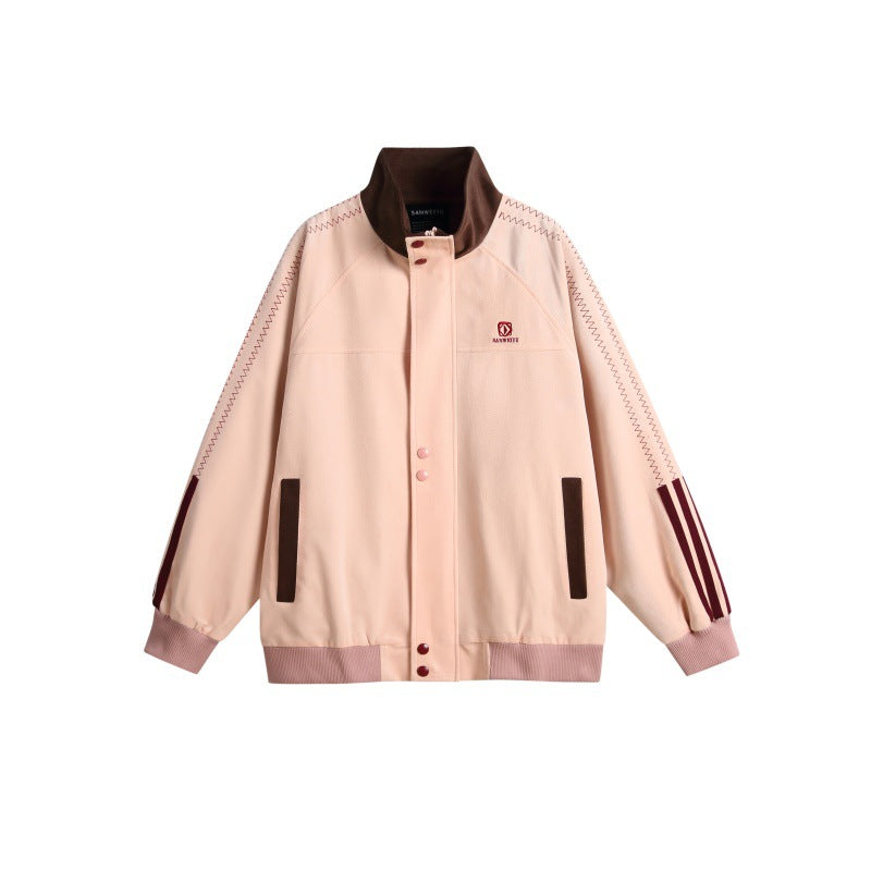 Herren Bomberjacke im Boxy-Cut mit hohem Stehkragen, Druckknopfleiste und Kontrastpaspeln Shop Nory