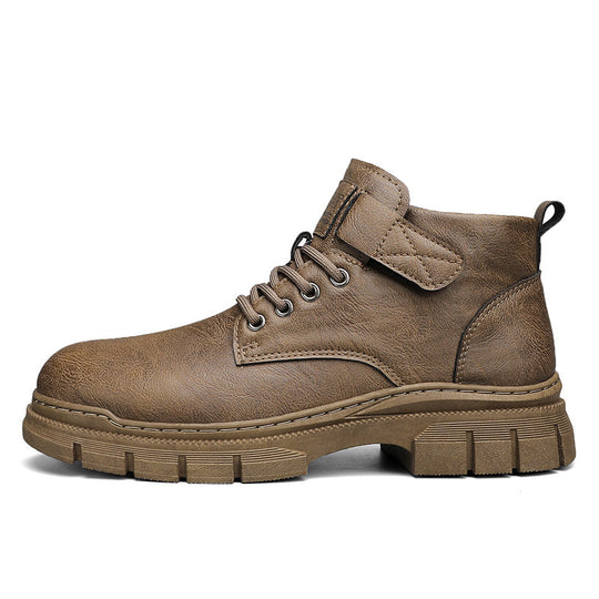 Herren Robuste Plateauschnür-Boots mit Klettlasche und profilierter Gummisohle Shopy Nory