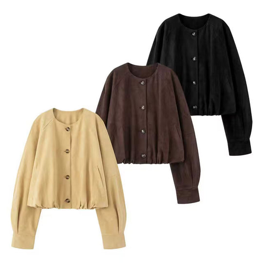 Damen Modische und lässige Suedejacke