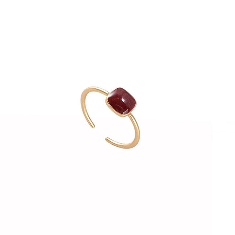 Damen Offener Ring mit eleganter quadratischer Steinfassung Shop Nory