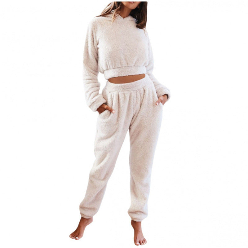 Damen kuscheliges Lounge-Set aus weichem Fleece