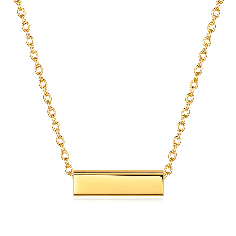 Damen Halskette mit minimalistischer Gravurplatte und feiner Gliederkette Shop Nory