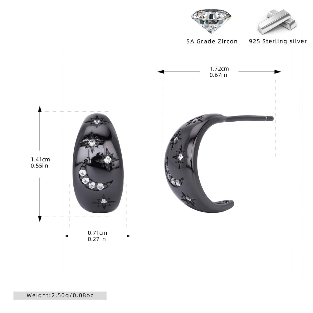 Damen Ohrhänger mit gestanztem Mond- und Sternenmotiv aus 925 Sterling Silber Shop Nory