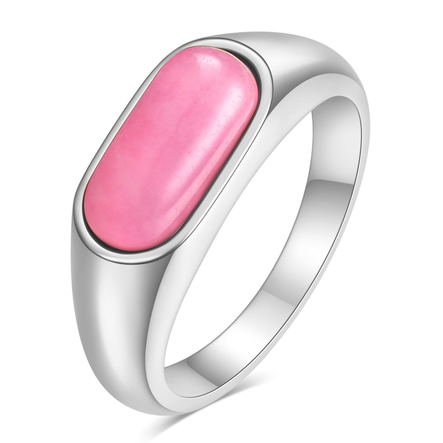 Damen Ring mit hochwertigem, rechteckigem pinkem Edelstein und modernem Design Shop Nory