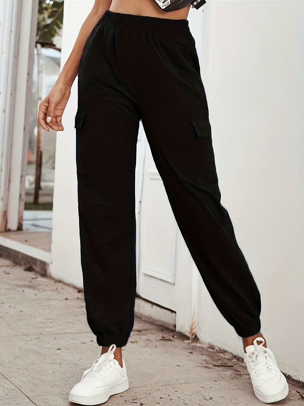Damen Cargo-Hose mit elastischem Bund und praktischen Taschen