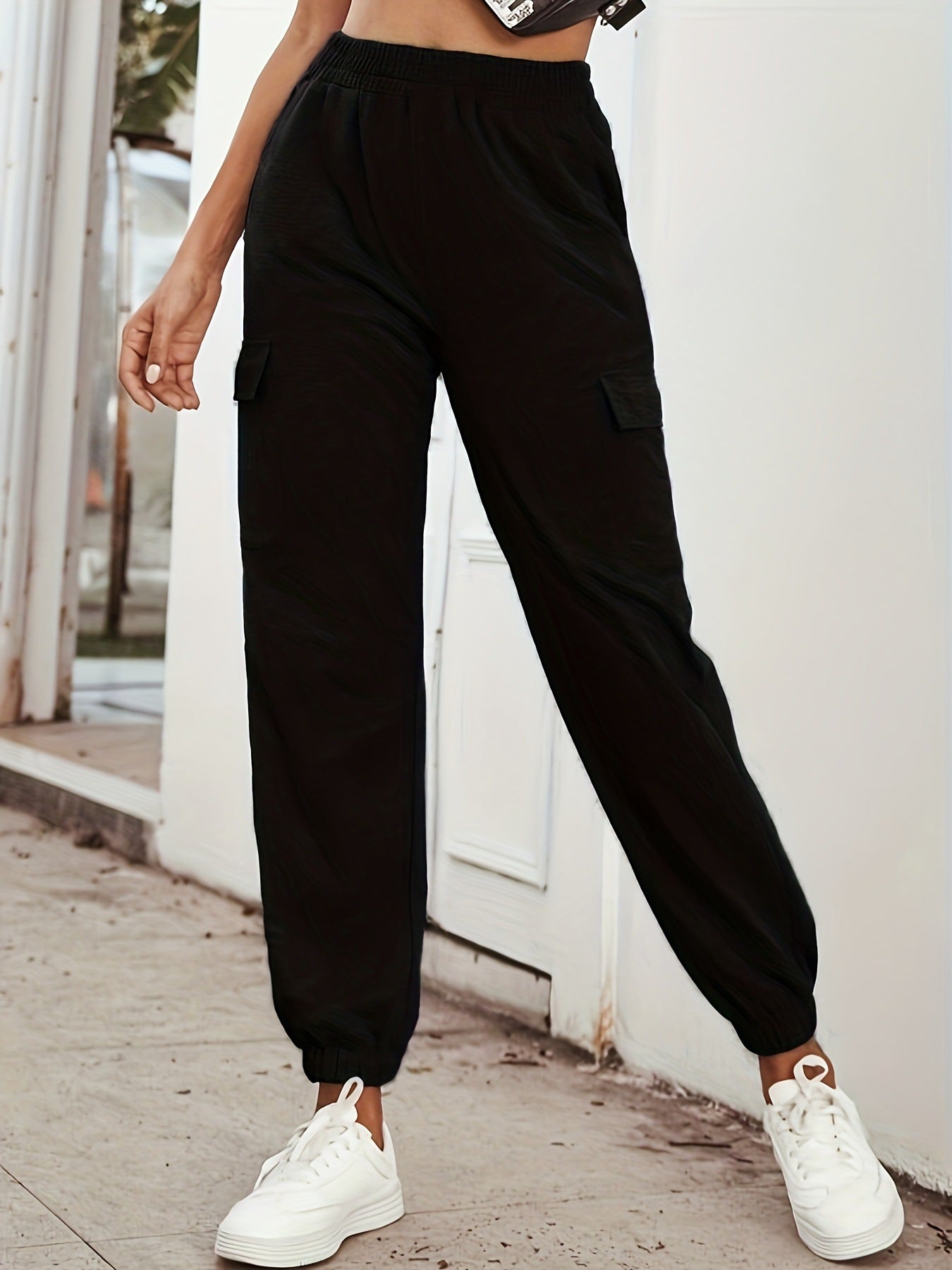 Damen Cargo-Hose mit elastischem Bund und praktischen Taschen