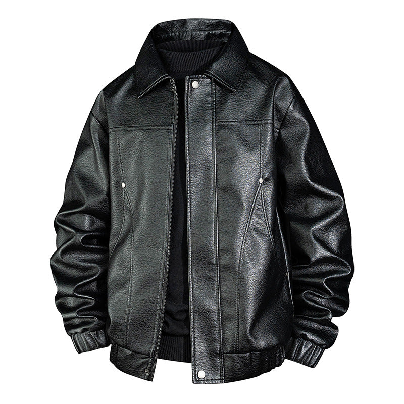 Herren Modische Kunstleder-Bomberjacke Shop Nory
