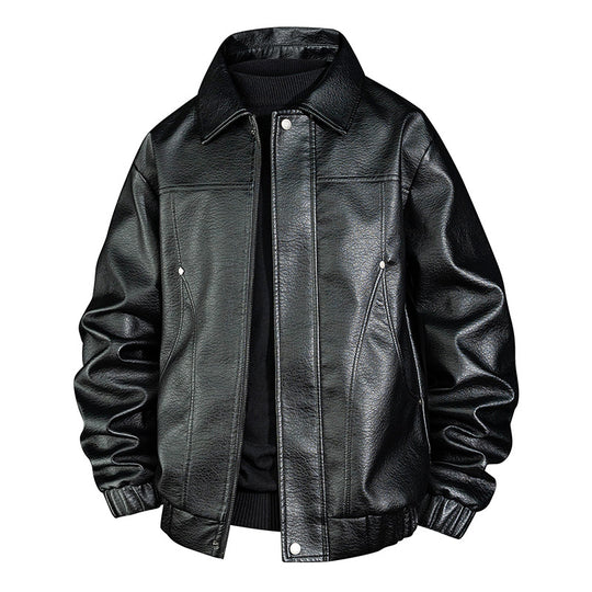 Herren Modische Kunstleder-Bomberjacke Shop Nory