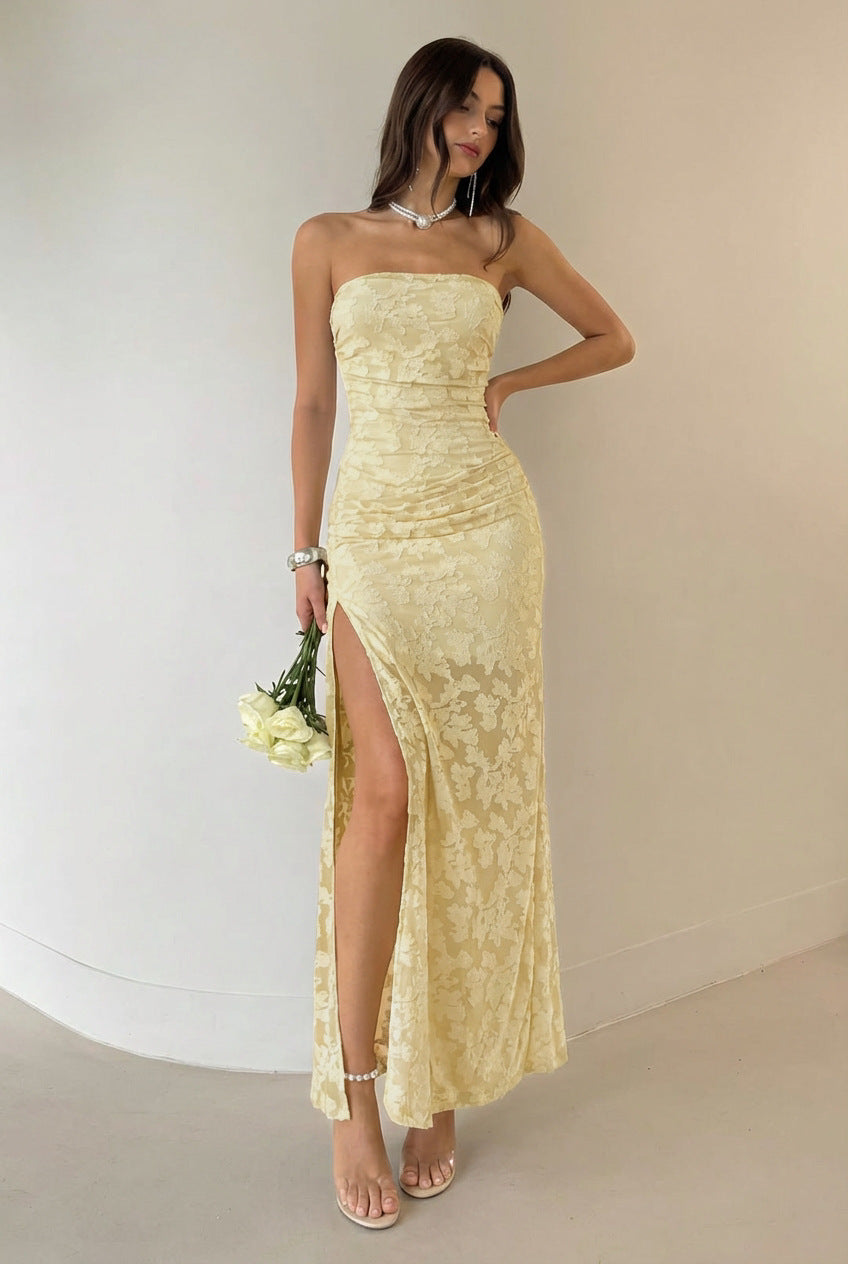 Damen Elegantes Maxikleid mit floralem Design und hoher Teilung