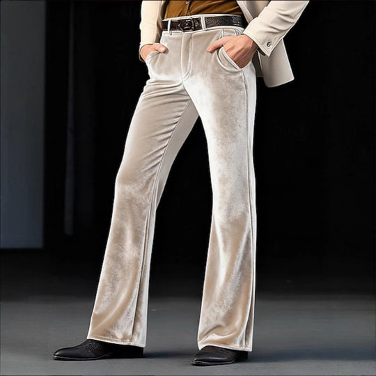 Damen Elegante Samt-Hose mit hohem Bund, ausgestelltem Bein und Eingrifftaschen Shop Nory