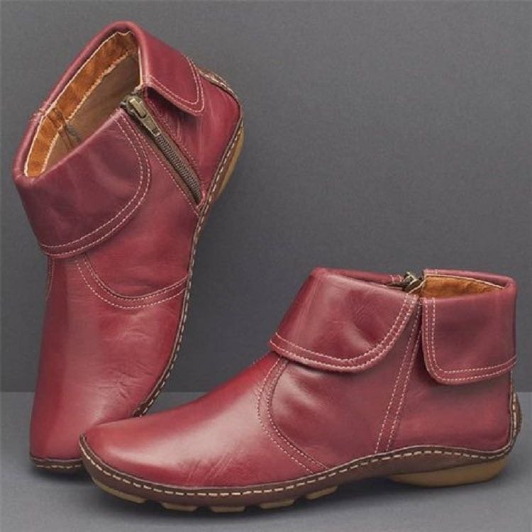 Damen Kurzstiefeletten mit umklappbarem Manschettenkragen und Seitenreißverschluss Shop Nory