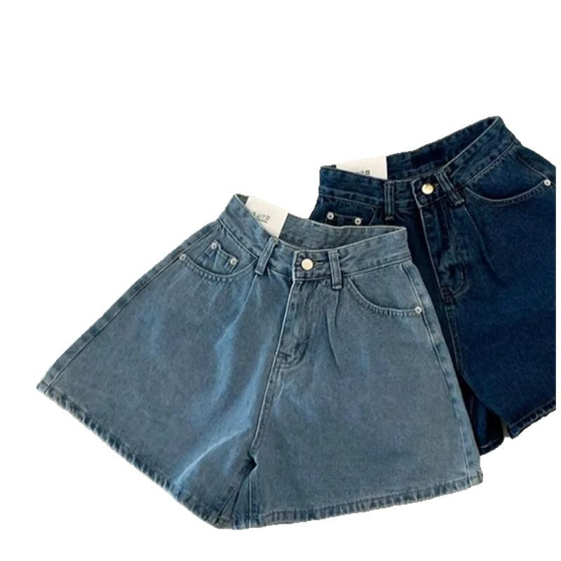 Damen Freizeit Jeans-Shorts mit hohem Bund und elastischem Gürtel