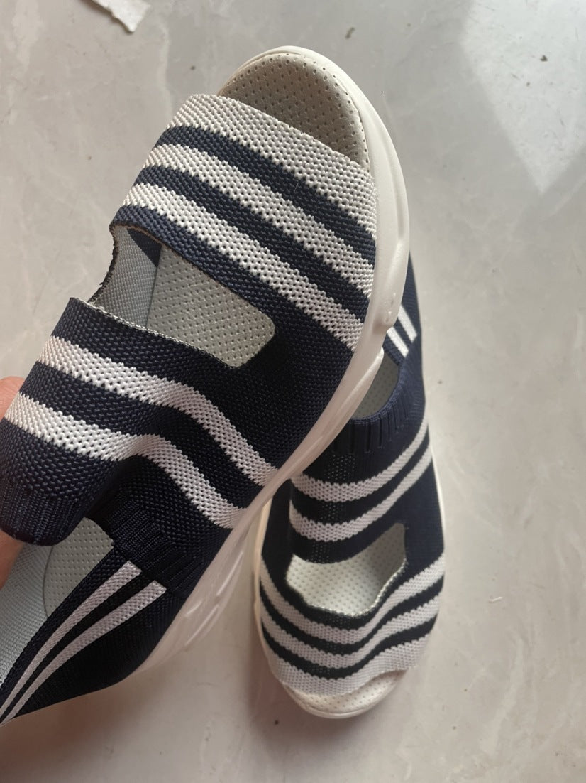 Damen Strick-Slipper mit offener Zehenpartie, atmungsaktivem Stretch-Obermaterial und leichter Komfortsohle Shop Nory