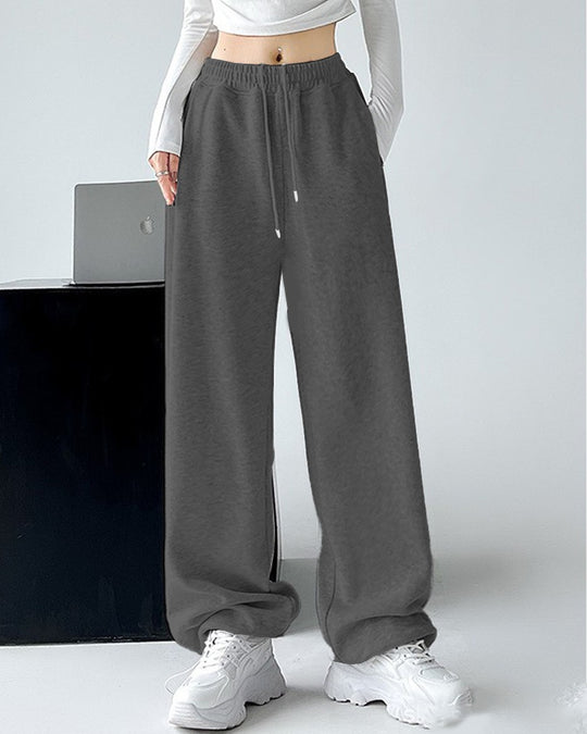 Damen nan extraweite Palazzo-Sweathose mit hohem Komfortbund, seitlichen Eingrifftaschen, Schlitz am Saum und Kordelzug Shop Nory