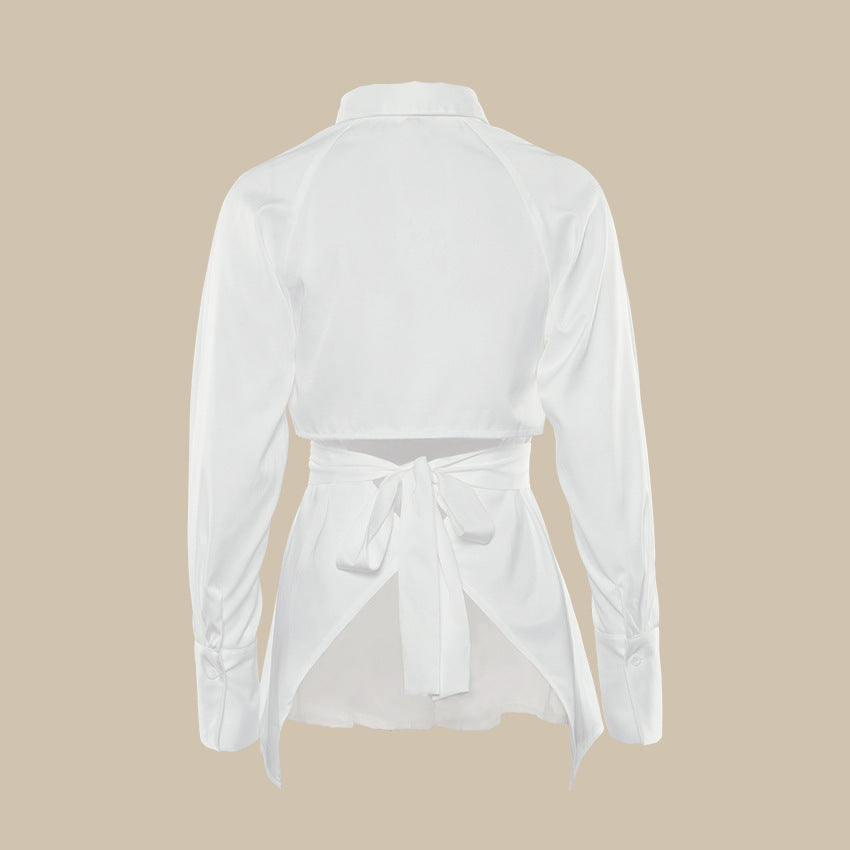 Damen Stylish Off-Shoulder Bluse mit Puffärmeln und Taillengürtel