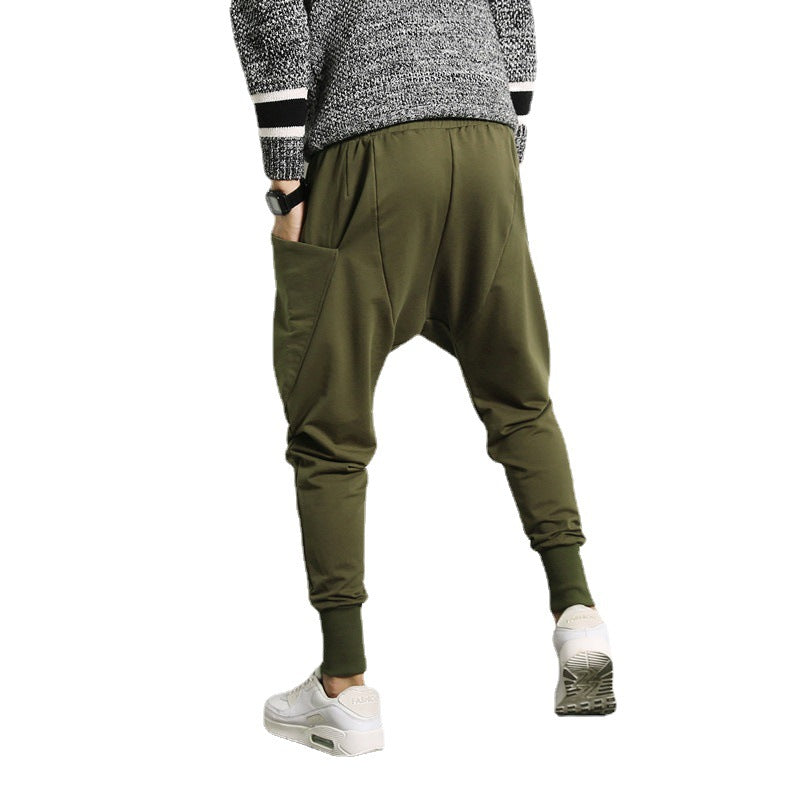 Herren lockere Harem-Jogginghose mit tiefem Schritt, schmal zulaufenden Bündchen und Kordelzug Shop Nory