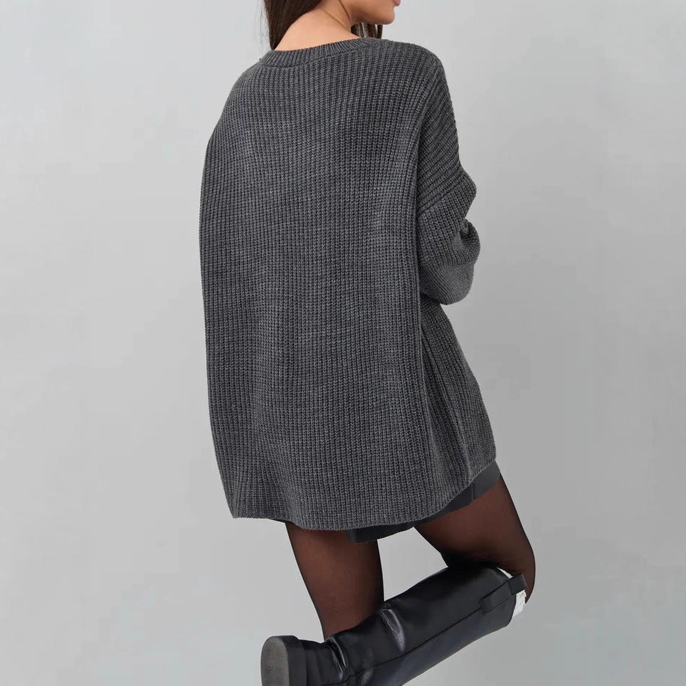 Damen Gemusterter Oversized Pullover