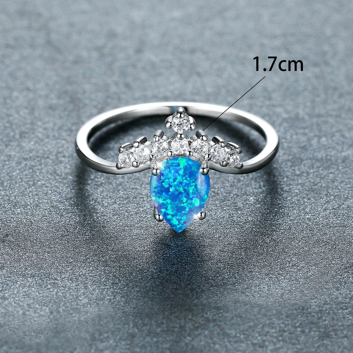 Damen Ring mit tropfenförmigem Opal und funkelnden Zirkonia-Elementen Shop Nory