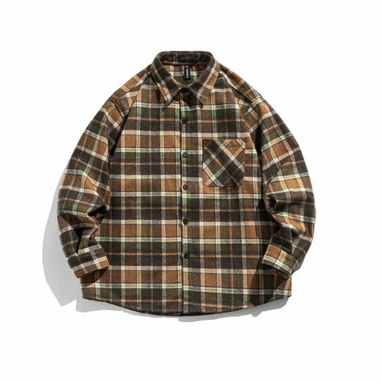 Unisex Kastiges Overshirt aus gebürstetem Flanell mit diagonalem Brustbeutel Shop Nory