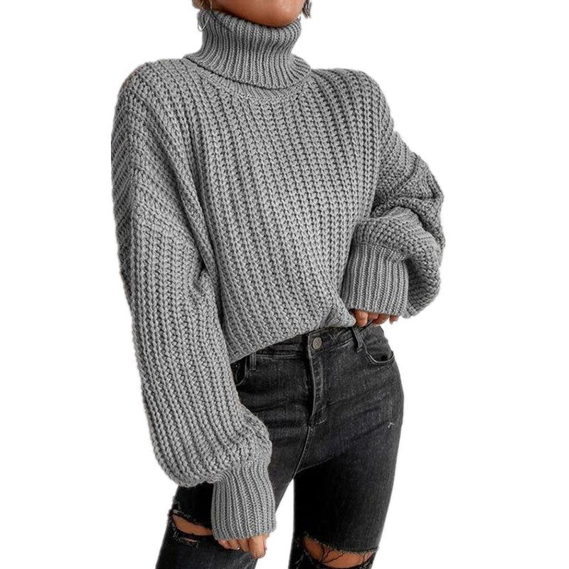 Damen nan grober Rollkragenpullover mit Oversize-Ärmeln und gerippten Bündchen Shop Nory