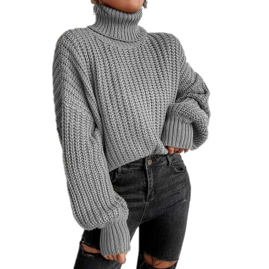 Damen nan grober Rollkragenpullover mit Oversize-Ärmeln und gerippten Bündchen Shop Nory