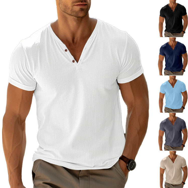 Herren lässiges Henley-T-Shirt mit Knopfleiste und atmungsaktivem Stoff ShopNory