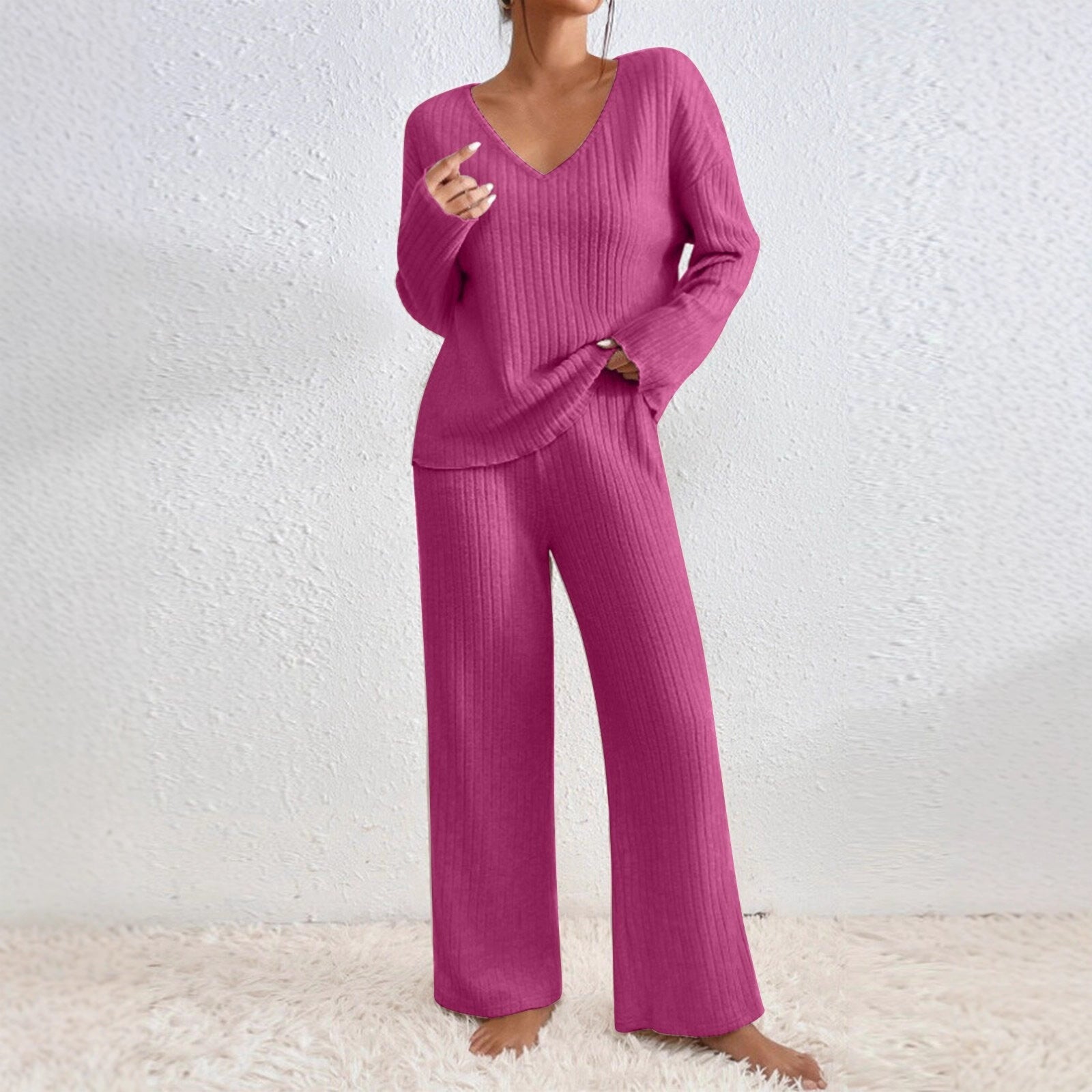 Damen Lässiges Strick-Loungewear-Set