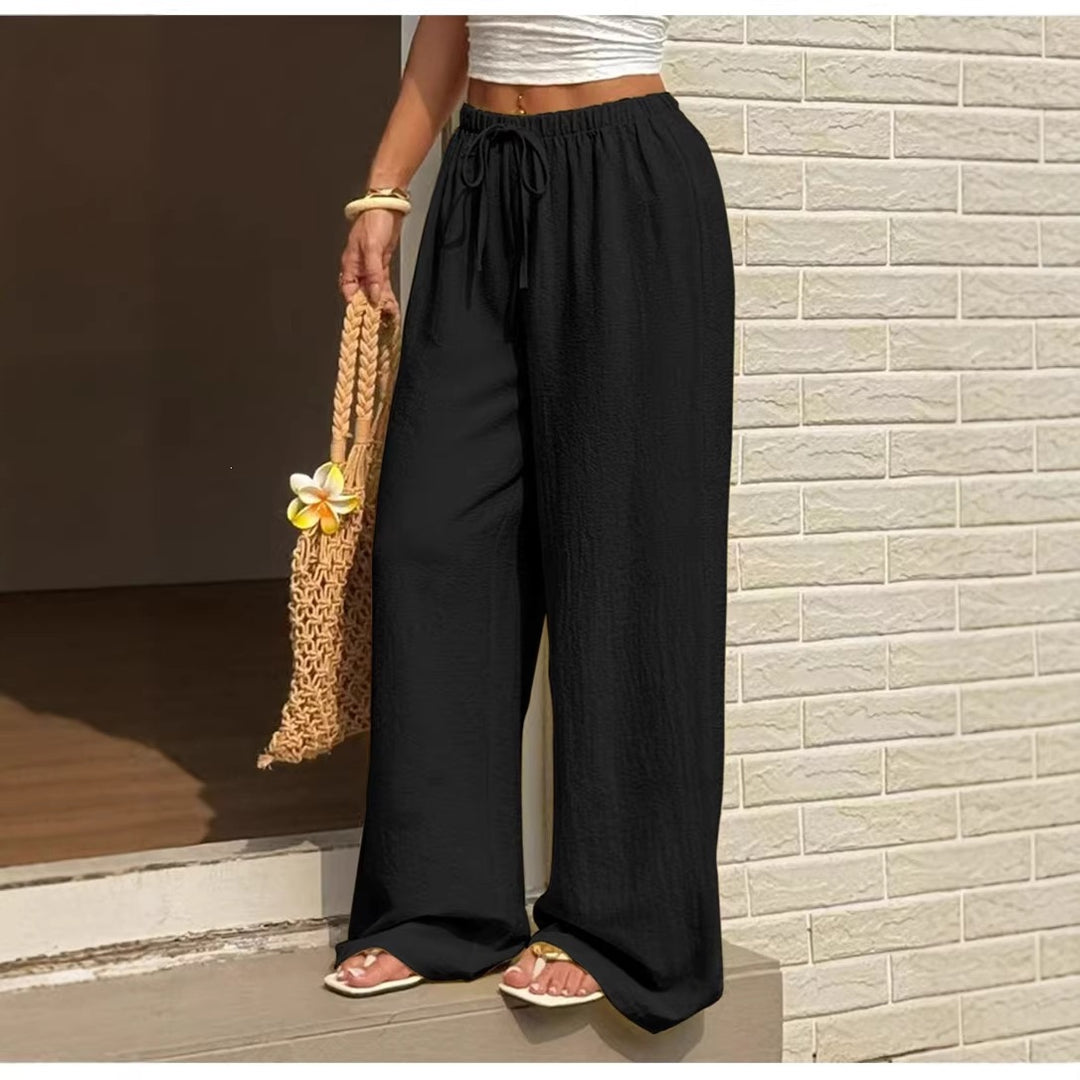 Damen Leichte Leinenhose mit weitem Bein und Kordelzug Shop Nory