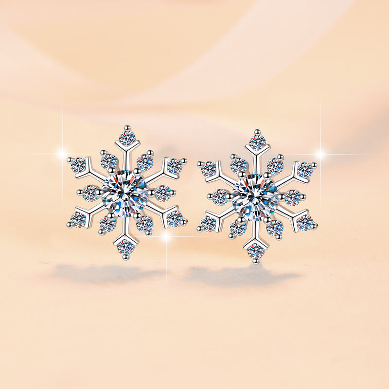 Damen Ohrstecker im Schneeflocken-Design mit funkelnden Kristallen Shop Nory