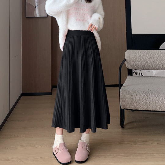 Damen Eleganter Plissee-Midirock mit hohem Bund Shop Nory