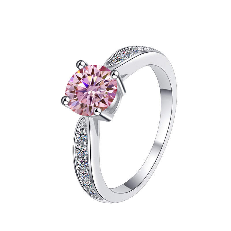 Damenring mit funkelndem rot gefasstem Kristall und elegantem Zirkonia-Besatz Shop Nory