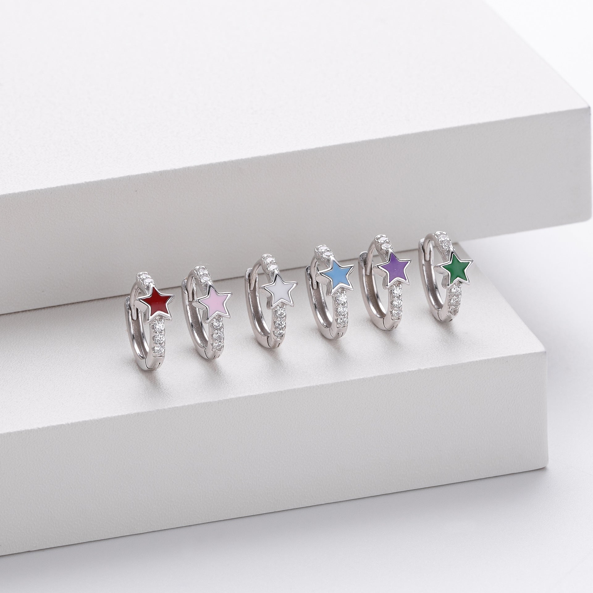 Damen Creolen mit funkelndem Sternmotiv und elegantem 925 Sterling Silber Shop Nory