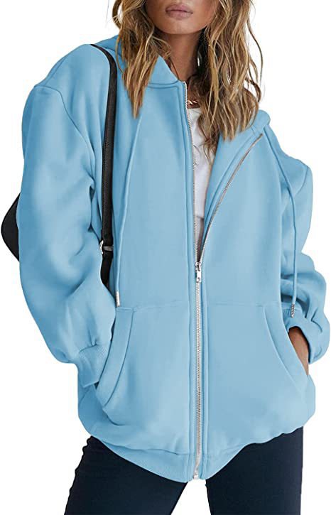 Damen nan übergroße Kapuzenjacke mit durchgehendem Reißverschluss und Kängurutaschen Shop Nory