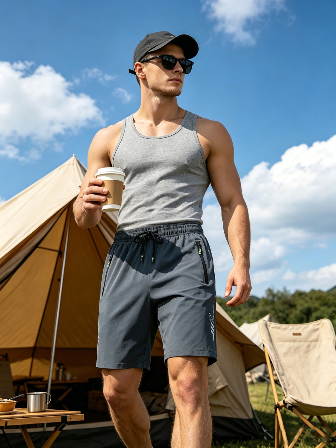 Herren nan sportliches Funktions-Tanktop aus atmungsaktivem Baumwollmix mit Stretch