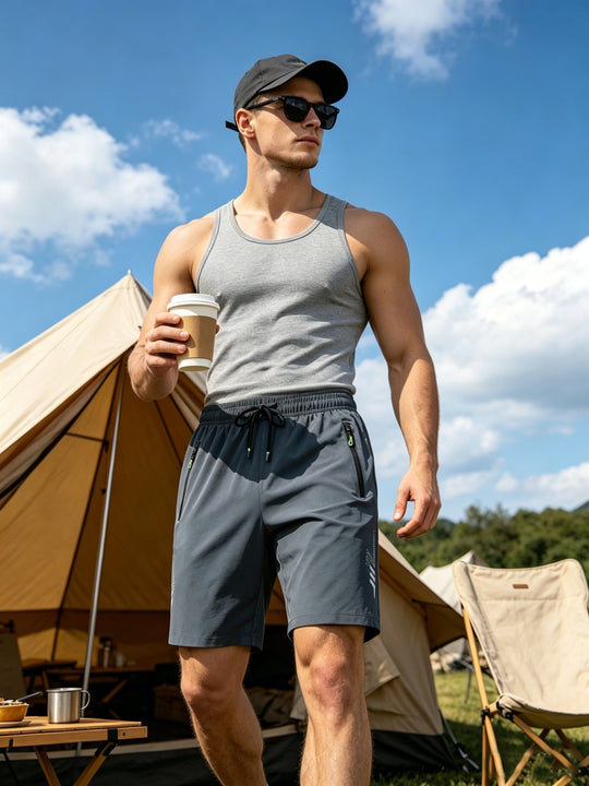 Herren nan sportliches Funktions-Tanktop aus atmungsaktivem Baumwollmix mit Stretch