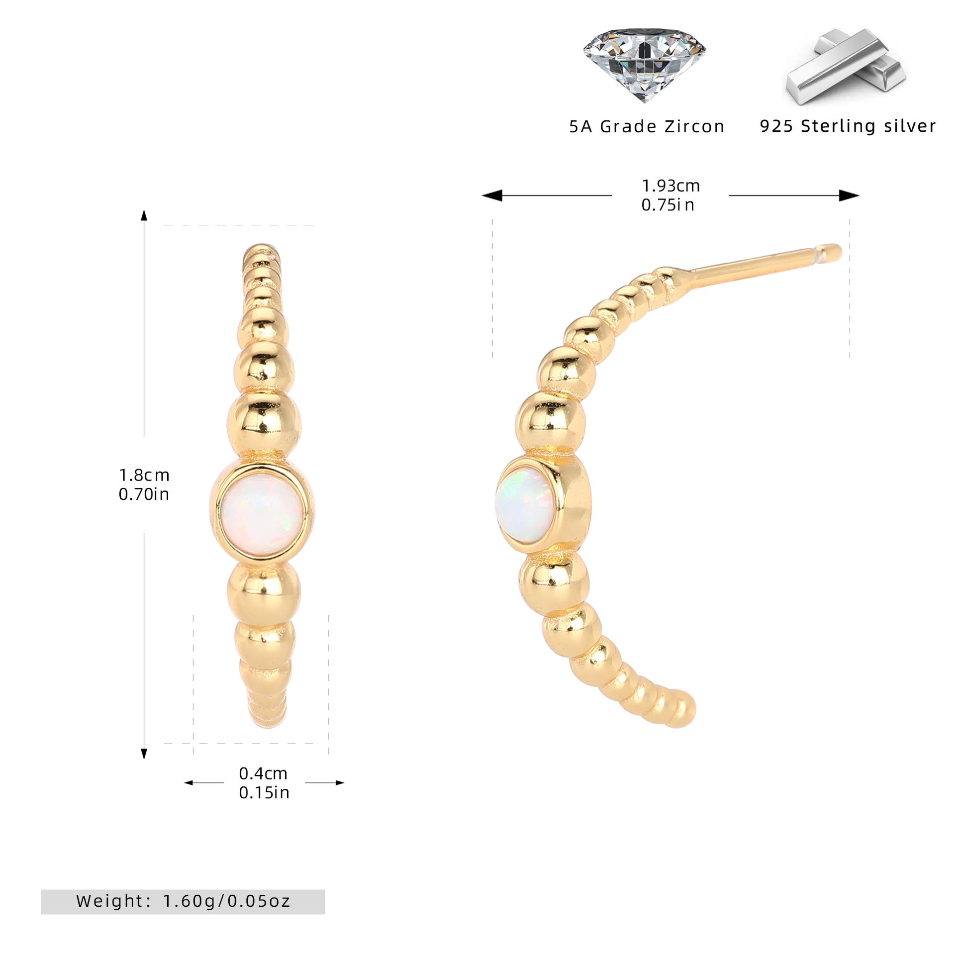 Damen Ohrringe mit funkelndem Opal und 925 Sterling Silber Shop Nory