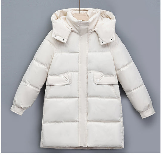 Damen nan langer thermogepolsterter Parka mit abnehmbarer Kapuze, verdecktem Reißverschluss und Klappentaschen Shop Nory