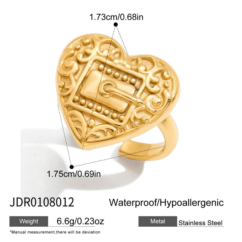 Damen exklusiver Ring mit Herz- und Kristallanhänger Shop Nory