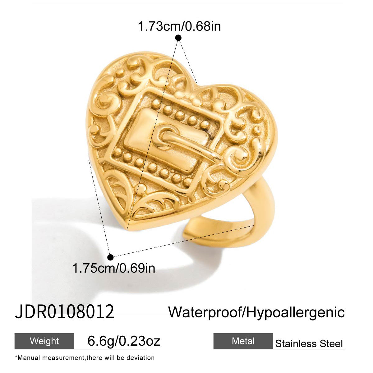 Damen exklusiver Ring mit Herz- und Kristallanhänger Shop Nory
