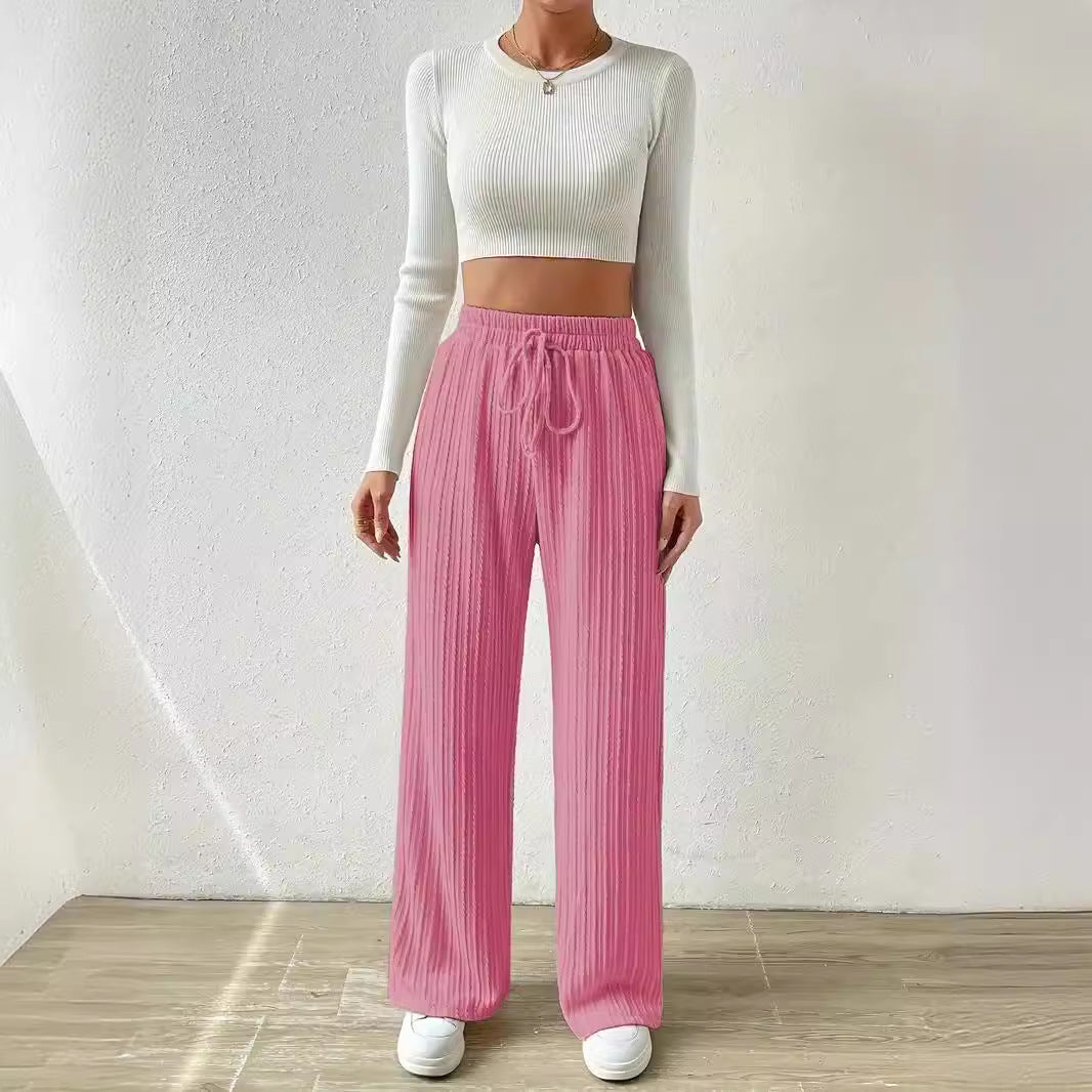 Damen Lässige Stretch-Hose mit elastischem Bund und praktischer Kordel