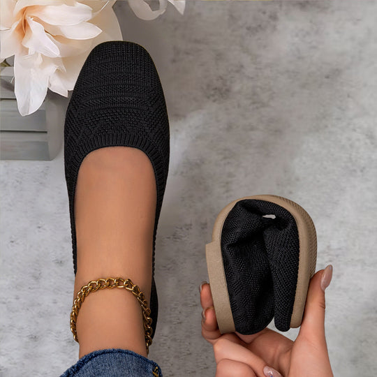 Damen Komfortable und atmungsaktive Strickballerinas