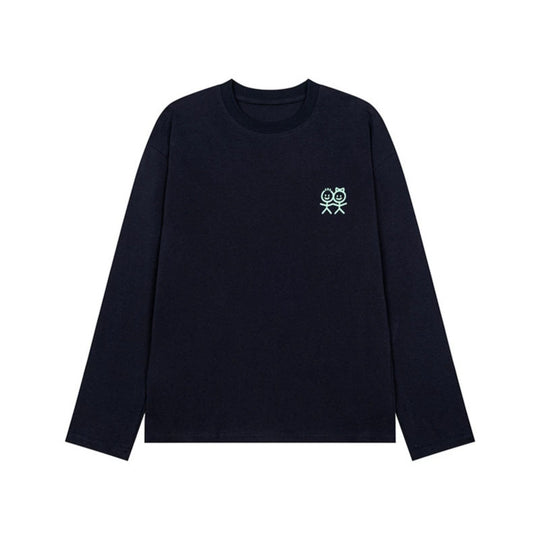 Unisex Langarm-Baumwollshirt mit minimalistischer Freundschafts-Stickerei Shop Nory