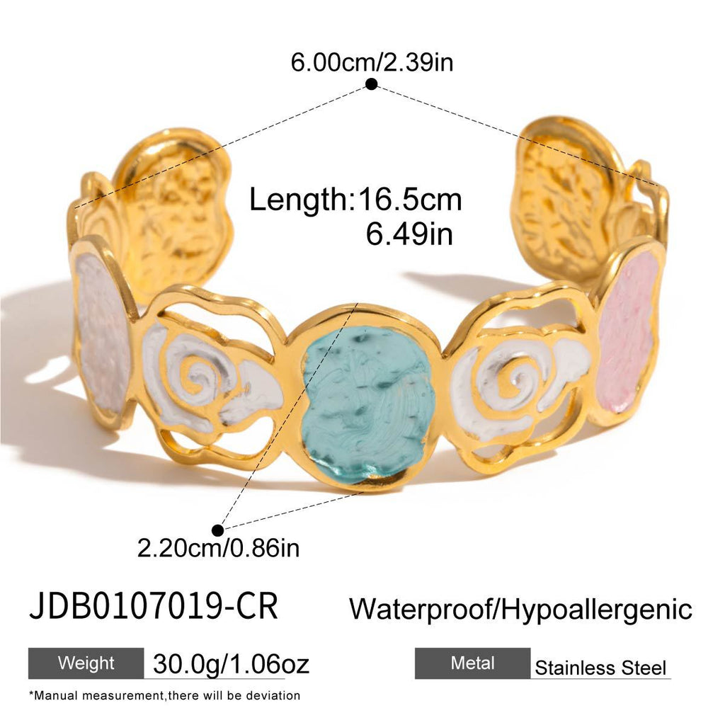Damen Offenes Armband mit floralem Design aus hypoallergenem Edelstahl Shop Nory