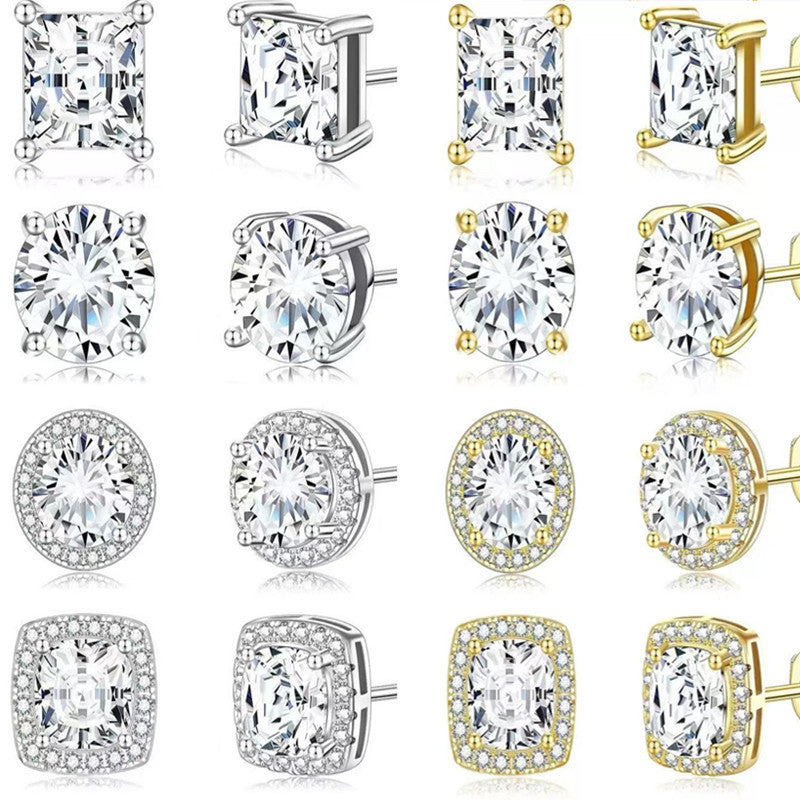 Quadratische Princess Schliff Ohrstecker Aus Sterlingsilber mit Funkelnden Zirkonia Steckverschluss