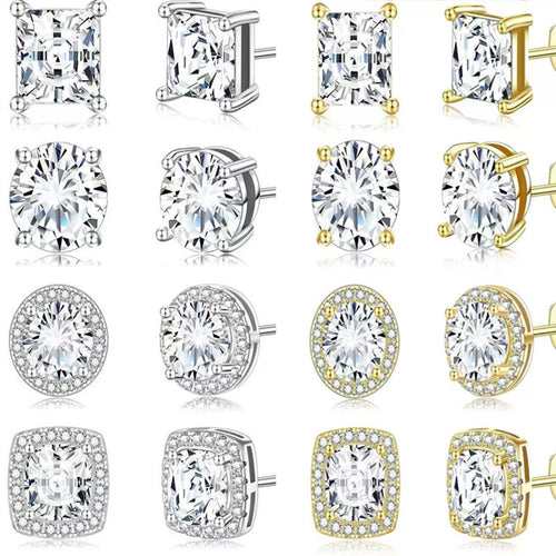 Quadratische Princess Schliff Ohrstecker Aus Sterlingsilber mit Funkelnden Zirkonia Steckverschluss