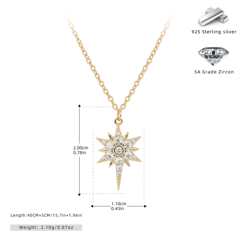 Damen Halskette mit strahlendem Sternanhänger aus hochwertigem 925 Sterling Silber und funkelnden Zirkonia Shop Nory