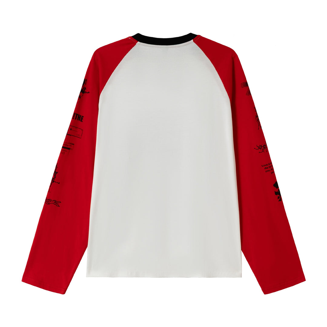 Unisex Langarm-Raglanshirt mit grafischem Print und kontrastierendem Rundhalsausschnitt Shop Nory
