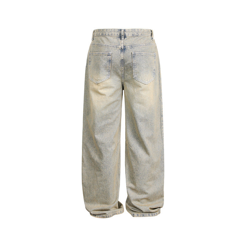 Damen Weite High‑Waist Baggy-Jeans mit Used-Waschung und Knie-Paneelen Shop Nory
