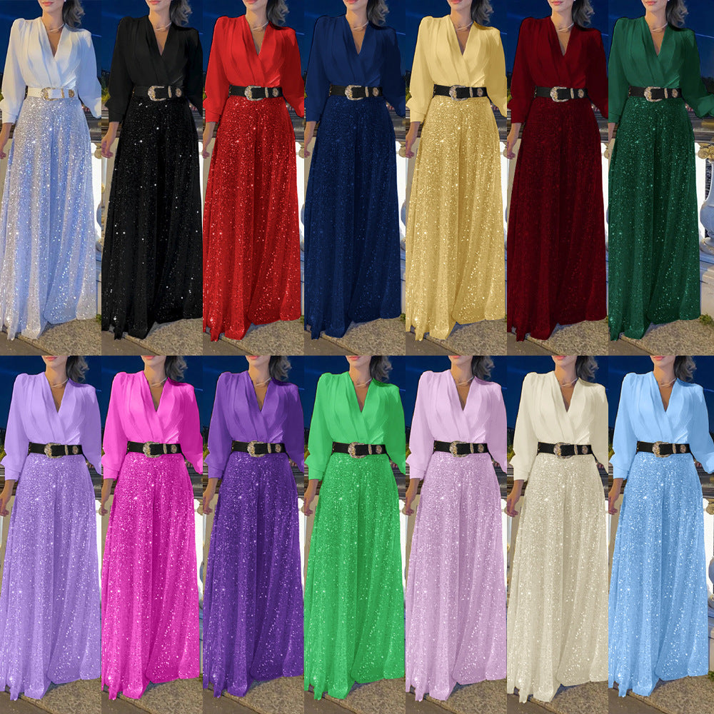 Damen Funkelndes Abendkleid mit elegantem Oberteil und glitzerndem Rock